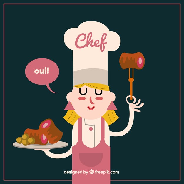 Background with chef in flat design