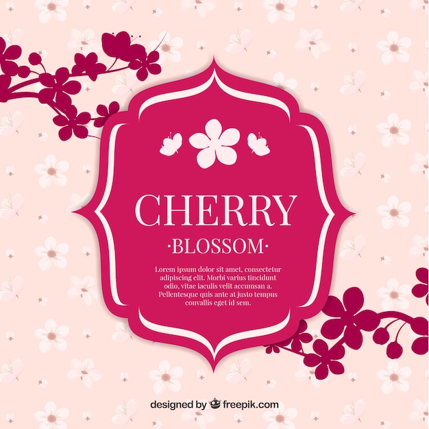 Free Vector background with cherry blossom in flat design