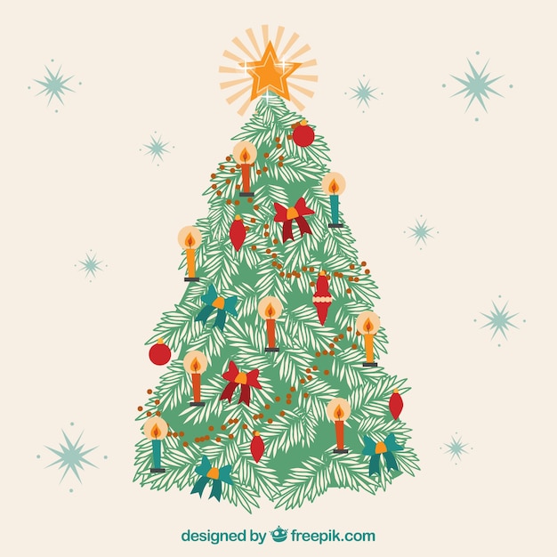 Background with a decorated christmas tree