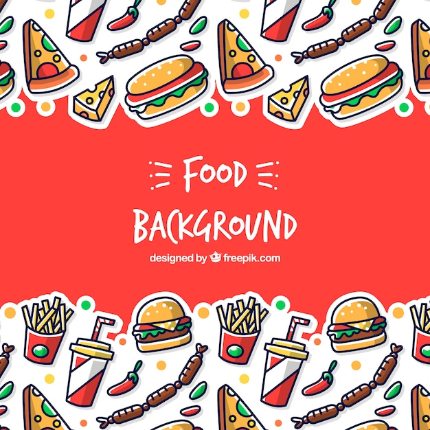 Background with different fast food