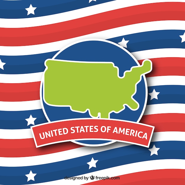 Free Vector background with flag and map of united states of america