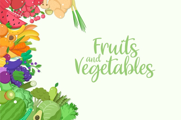 Background with fruit and vegetables