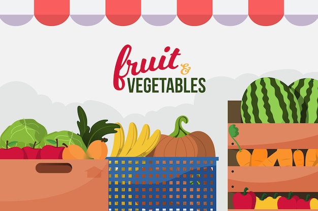 Free Vector background with fruits and vegetables