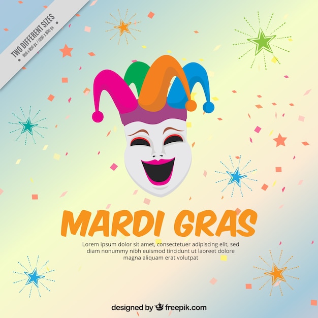 Background with funny mardi gras mask