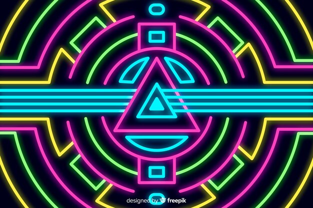 Background with geometric shapes and neon style