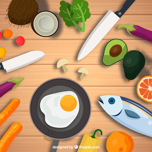 Free Vector background with healthy food