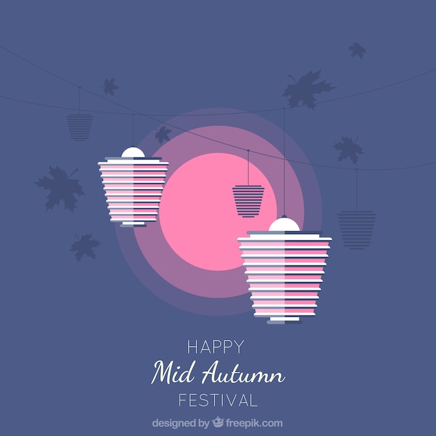 Free Vector background with lanterns to celebrate mid-autumn festival