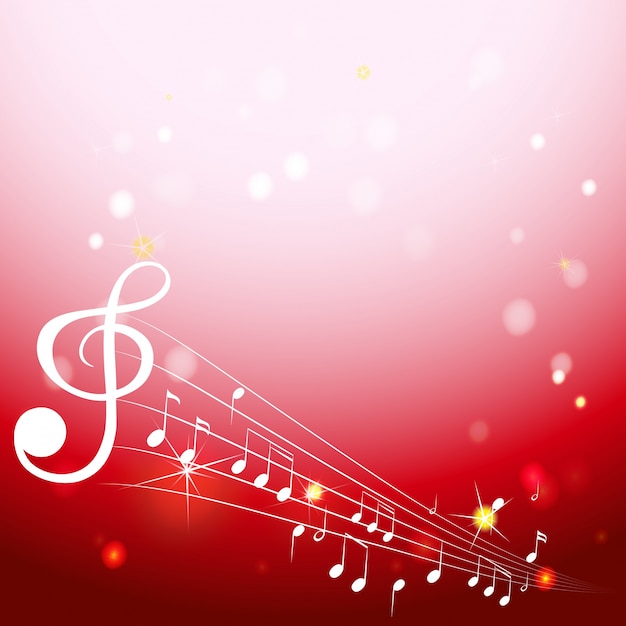 Free vector background with musical notes on white scales