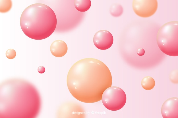 Background with realistic flowing glossy balls