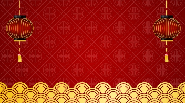 Background with red lanterns and chinese design