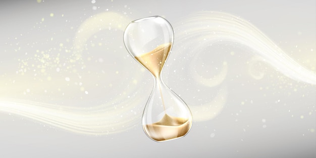 Background with sand hourglass, glass timer