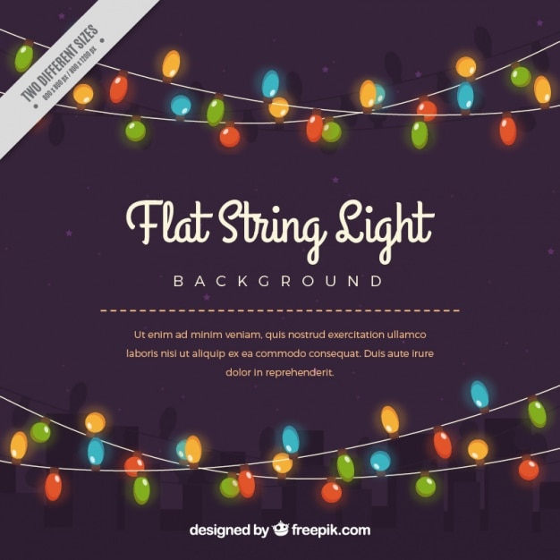 Free Vector background with string lights in flat style