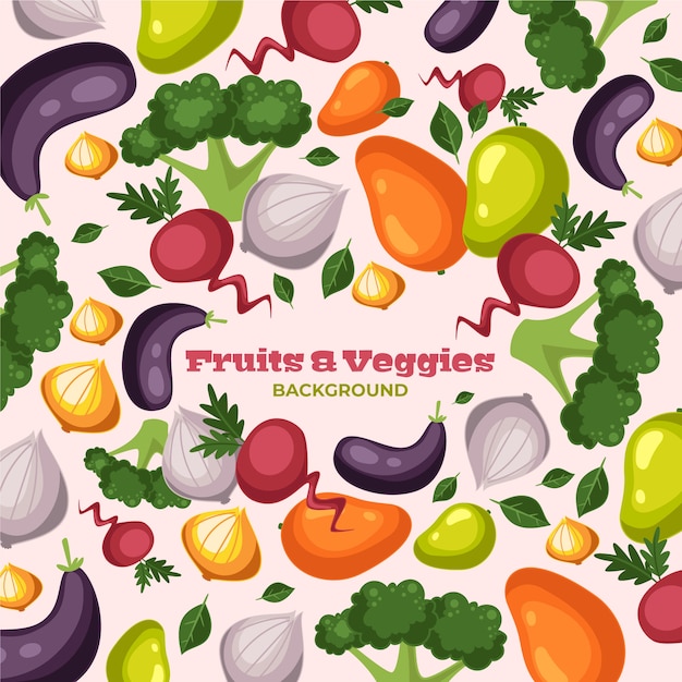 Background with vegetables and fruits