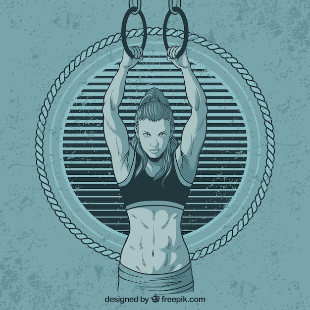 Free vector background of woman doing hand drawn sport