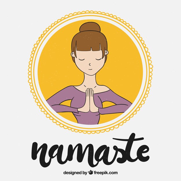 Background of woman doing namaste greeting