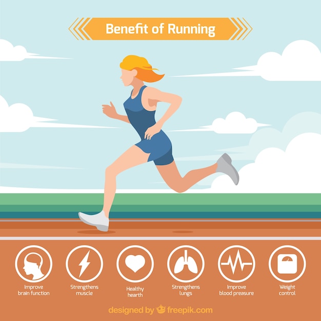 Free Vector background of woman running with infographic data