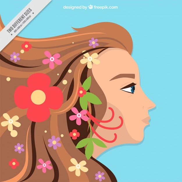 Free Vector background of woman with flowers in hair