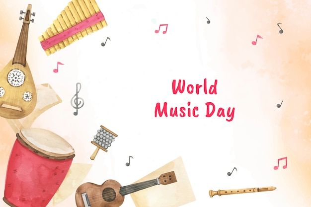 Free vector background for world music day celebration