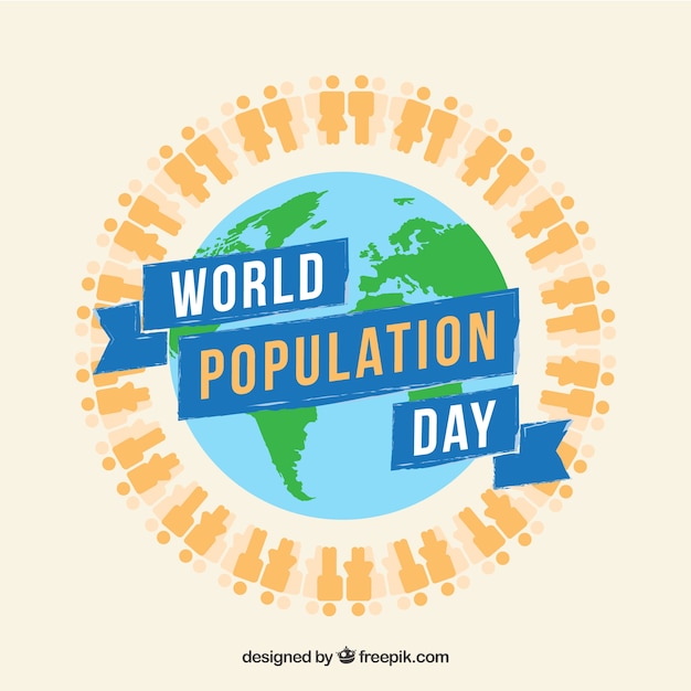 Free Vector background of world population day with people