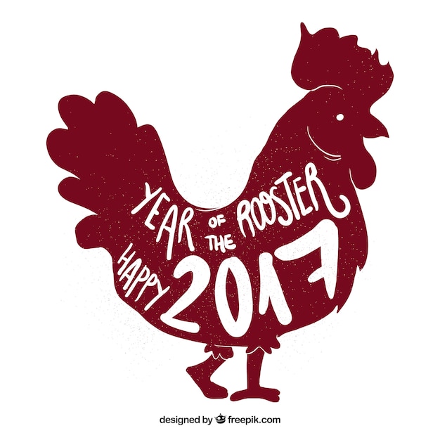 Free vector background of year of the rooster in vintage style