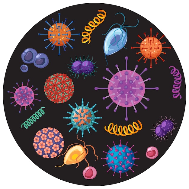 Free Vector bacterial microorganism in circle