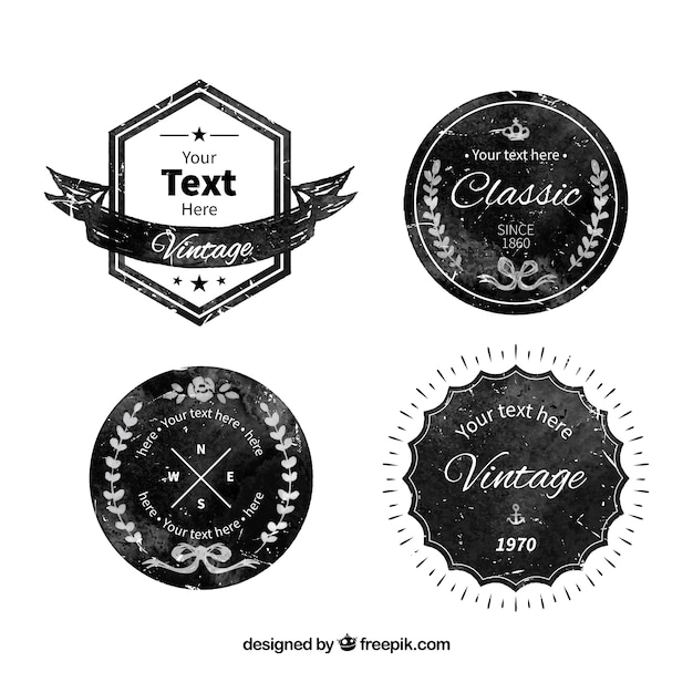 Badge collection in grunge style