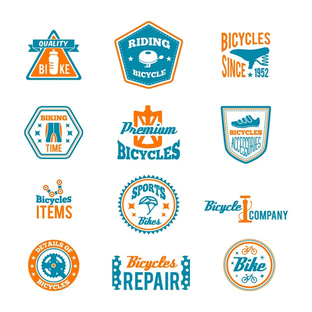 Badges about bicycle repair