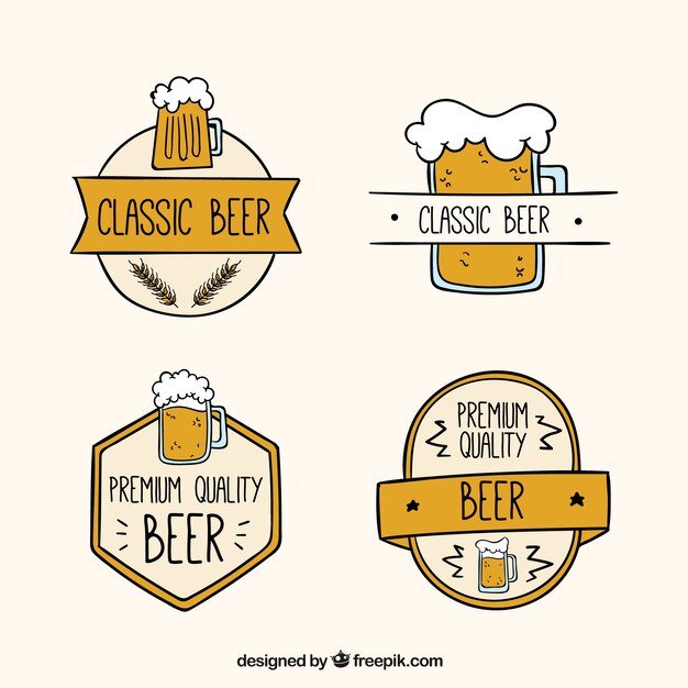 Badges of beers in flat design