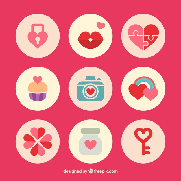 Badges set of love in flat design style