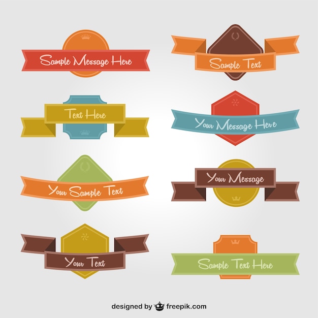 Free Vector badges with ribbons collection