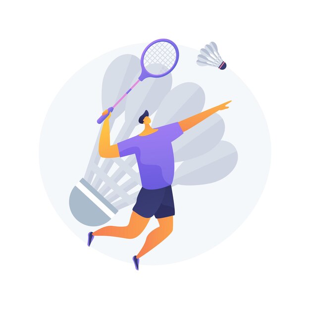 Badminton abstract concept vector illustration. Racket sport, outdoor recreational activity, badminton tournament, sporting goods, people playing, club training, competition abstract metaphor.