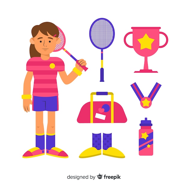 Free Vector badminton equipment