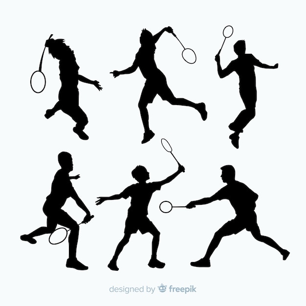 Badminton player silhouette collectio