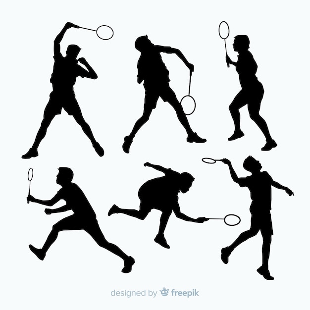 Badminton player silhouette collectio