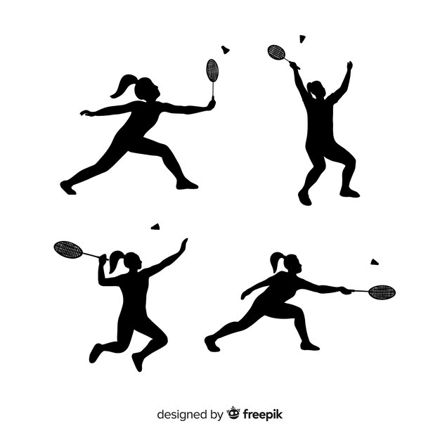 Badminton player silhouette collection