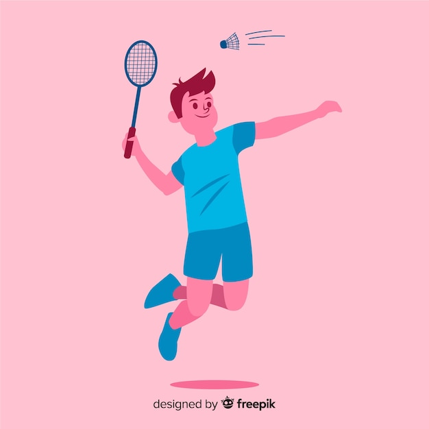 Free vector badminton player with racket and feather