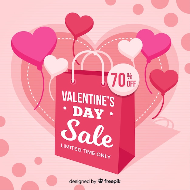 Free Vector bag and balloons valentine sale background