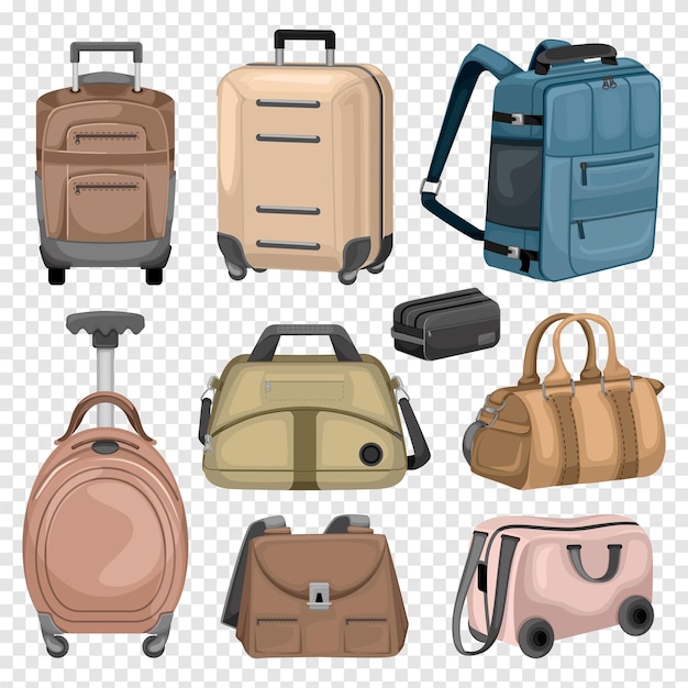 Free Vector bags and suitcases transparent set