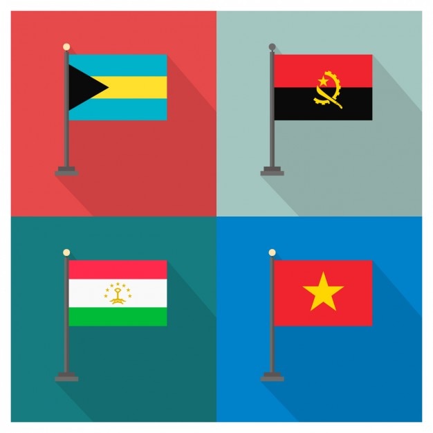 Free Vector bahamas angola tajikistan vietnam and flags