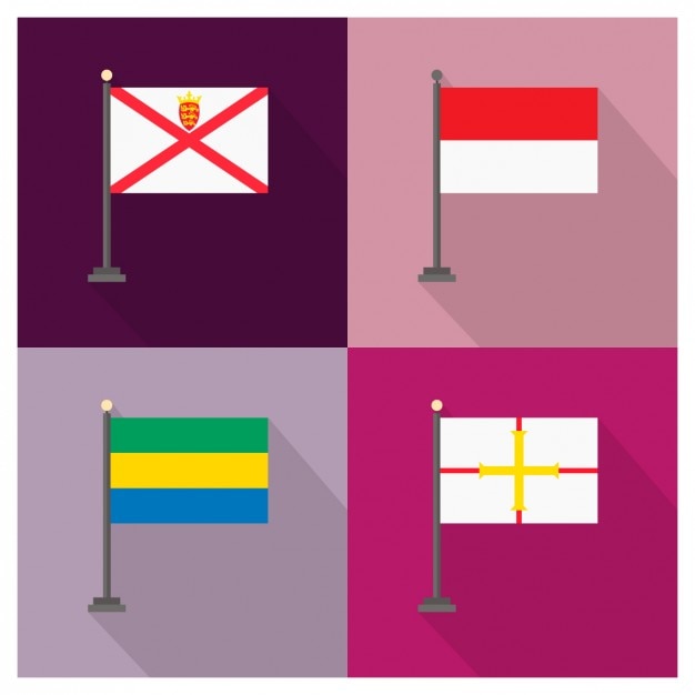 Free Vector bailiwick of jersey indonesia gabon and bailiwick of guernsey flags 