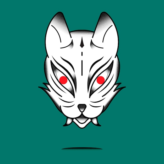 Free Vector bakeneko japanese monster cat element on a green background vector