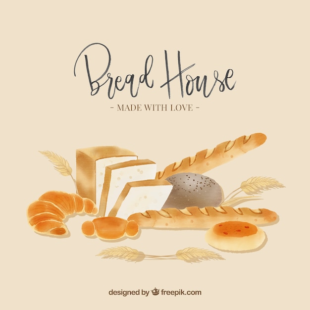 Free Vector bakery background in watercolor style