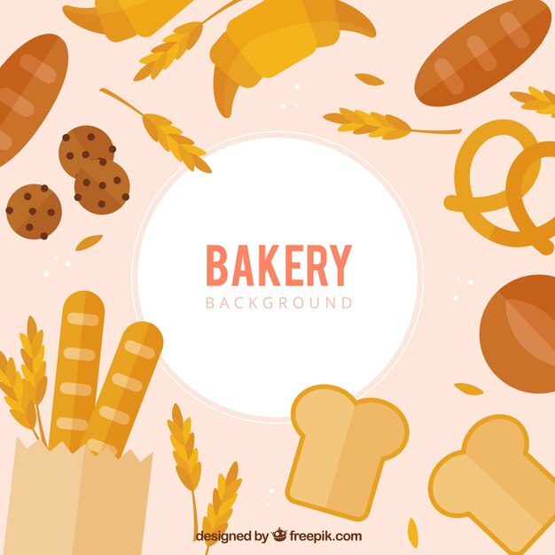 Bakery background with sweets and bread 