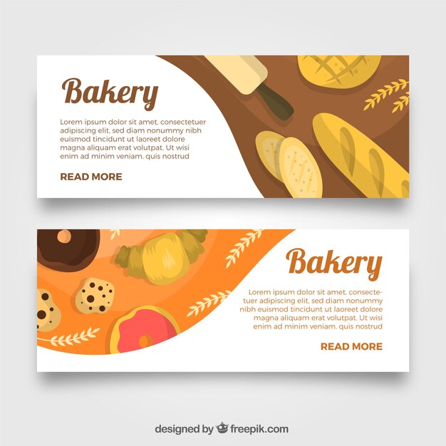 Bakery banners in flat style