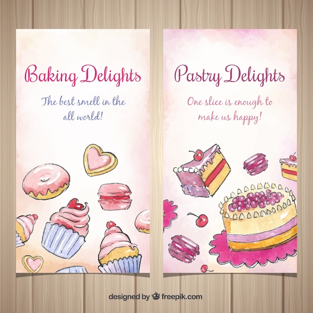 Free Vector bakery banners in watercolor style