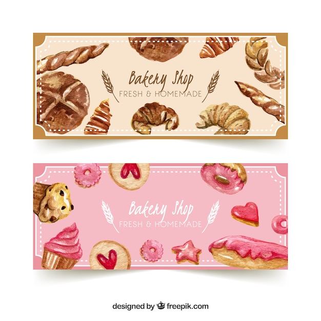 Bakery banners with sweets