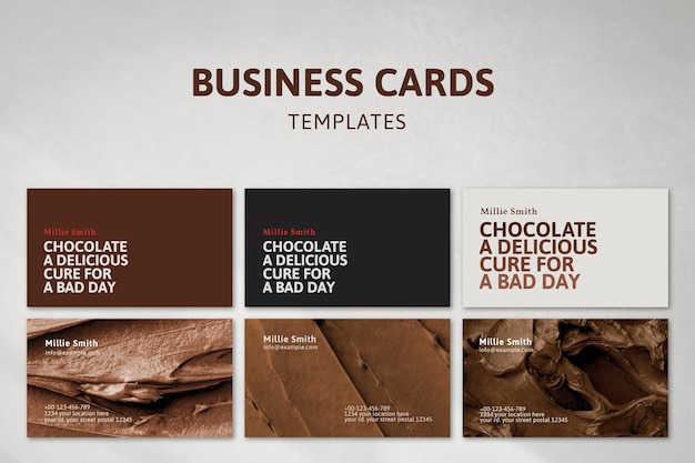 Free Vector bakery business card template vector set with frosting texture