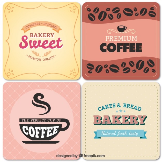 Free Vector bakery and cafe labels in vintage style