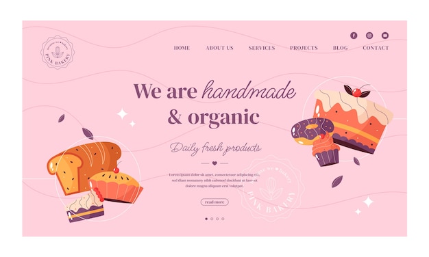 Free Vector bakery hand drawn flat landing page