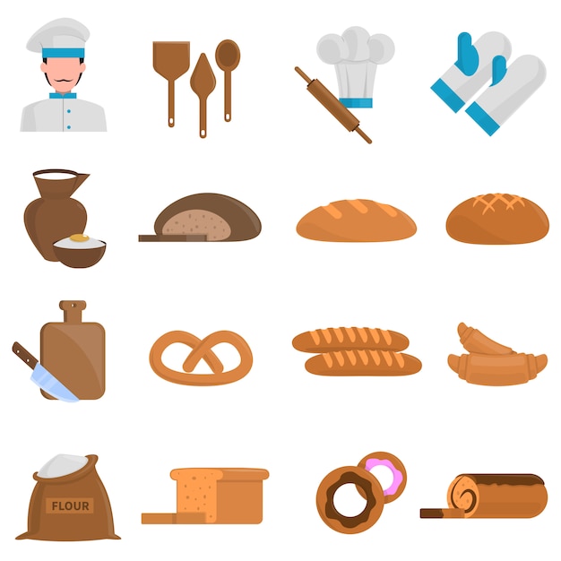 Free Vector bakery icons set